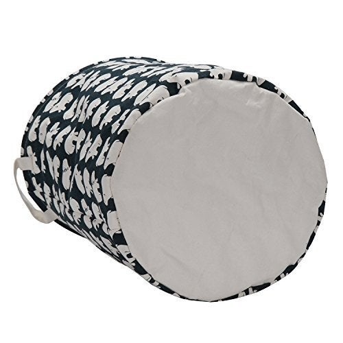 Homies International,Multipurpose European Style Round Shape Printed Foldable Open Laundry Storage Basket With Handle For Easy Carry.White(2 Pce) - Image 4