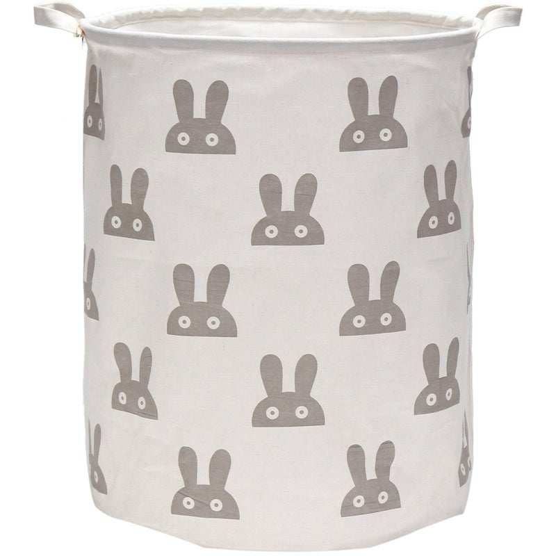 Homies International,Multipurpose European Style Round Shape Printed Foldable Open Laundry Storage Basket With Handle For Easy Carry.White(2 Pce) - Image 1