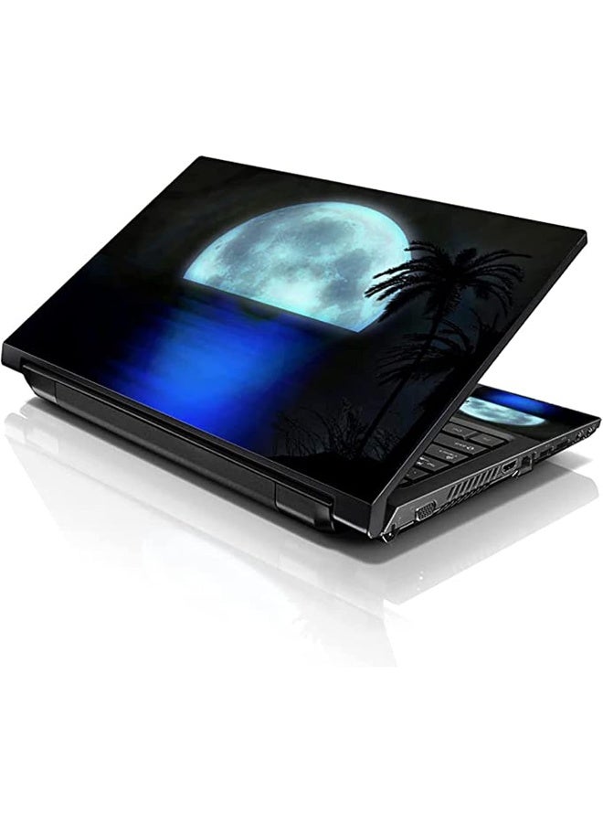 LSS 17 17.3 Inches Laptop Notebook Skin Sticker with 2 Wrist Pads - Reusable Cover Protector Vinyl Sticker Cover Decal Fits 17" - 19" HP Dell Lenovo Apple Asus Acer Samsung - Beach Moon Light - Image 1