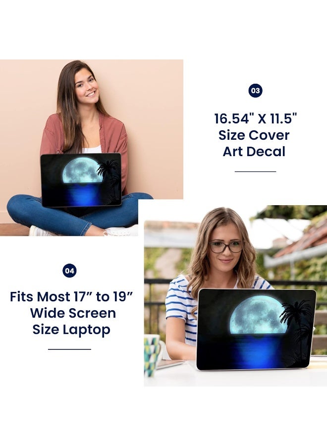 LSS 17 17.3 Inches Laptop Notebook Skin Sticker with 2 Wrist Pads - Reusable Cover Protector Vinyl Sticker Cover Decal Fits 17" - 19" HP Dell Lenovo Apple Asus Acer Samsung - Beach Moon Light - Image 3