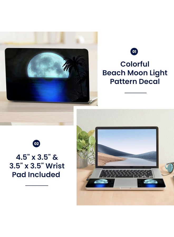 LSS 17 17.3 Inches Laptop Notebook Skin Sticker with 2 Wrist Pads - Reusable Cover Protector Vinyl Sticker Cover Decal Fits 17" - 19" HP Dell Lenovo Apple Asus Acer Samsung - Beach Moon Light - Image 2