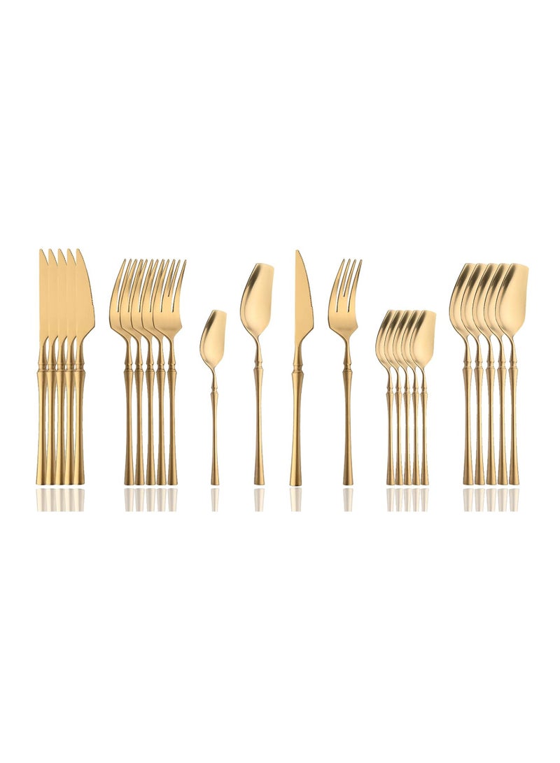 Rightsure Silverware Set,24pcs Silver Dinnerware Set Stainless Steel Cutlery Knife Fork Spoon Dinner Set Tableware Coffee Spoon for Home Restaurant Dishwasher Safe - Image 1