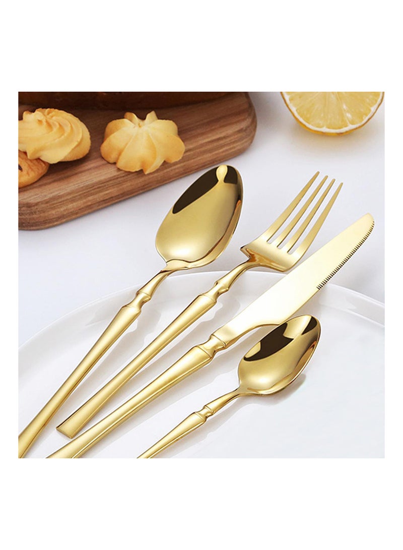 Rightsure Silverware Set,24pcs Silver Dinnerware Set Stainless Steel Cutlery Knife Fork Spoon Dinner Set Tableware Coffee Spoon for Home Restaurant Dishwasher Safe - Image 3
