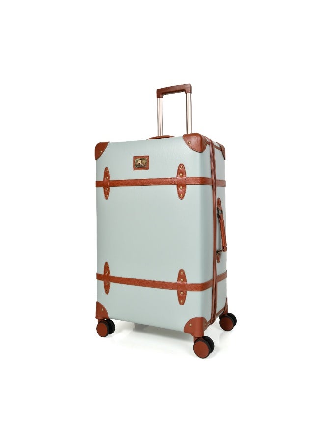 MORANO Morano Classic Leather Luggage 4 Pcs Set Light Blue and Brown 28''-24''-20'''-14'''Inches  - Image 3