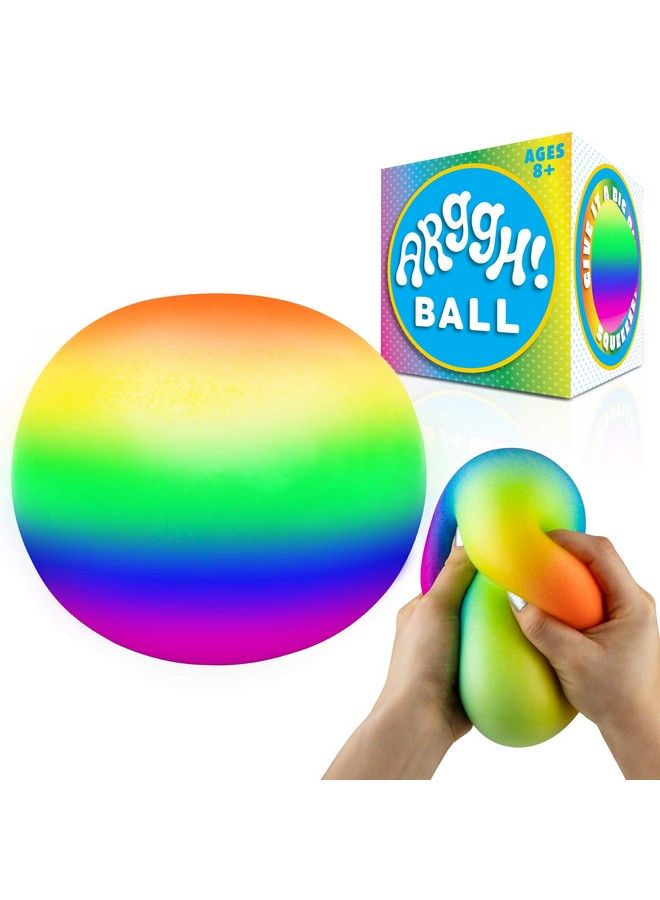 Power Your Fun Arggh Rainbow Giant Stress Ball For Adults And Kids, 5Inch Jumbo Squishy Stress Relief Ball Fidget Toy, Anti Stress Sensory Ball Squeeze Toy For Boys And Girls (Rainbow) - Image 2