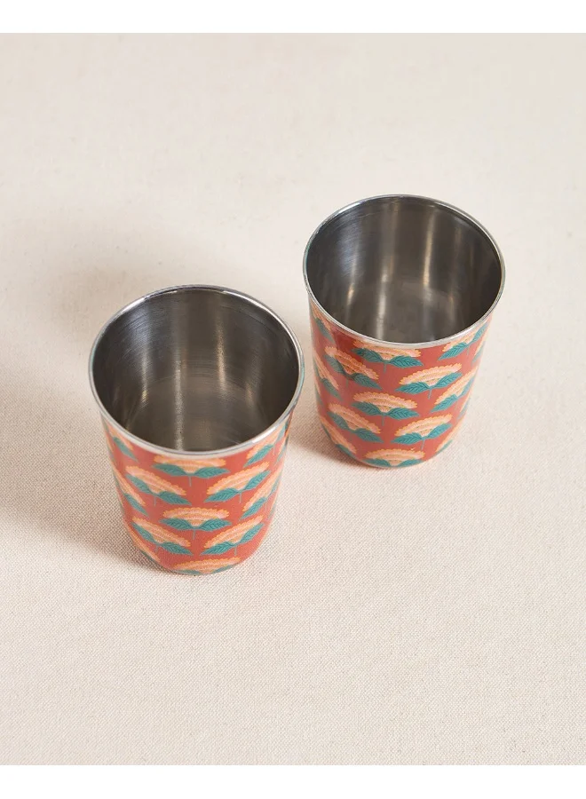 Chumbak Bahaar Steel Tumblers - Set Of 2, 250ml