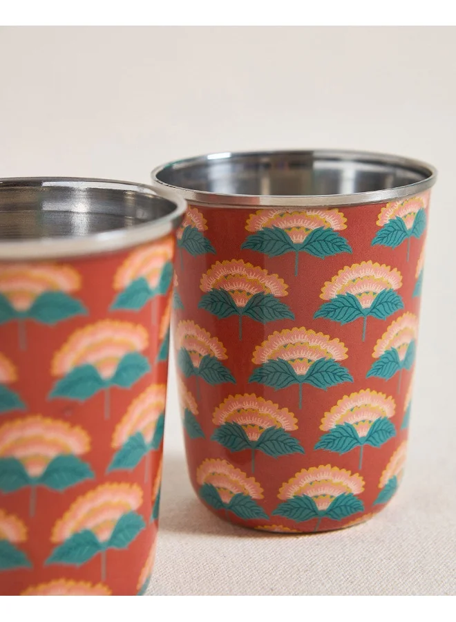 Chumbak Bahaar Steel Tumblers - Set Of 2, 250ml