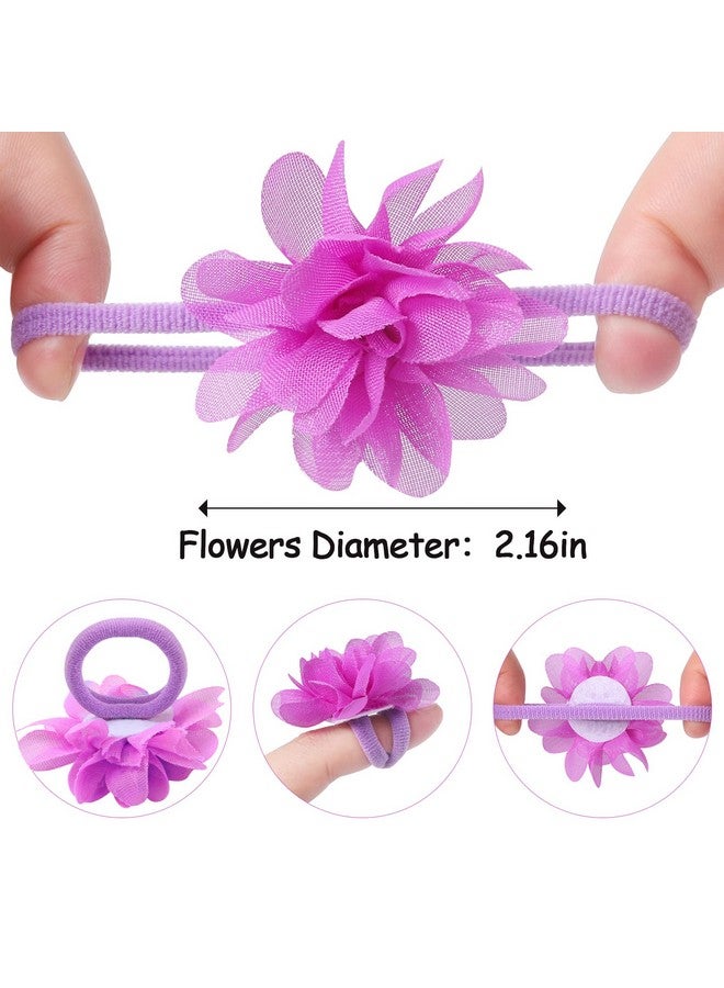 Suyegirl Chiffon Flower Hair Ties for Baby Girl, 50pcs 2" Flower Hair Ties for Toddler Girls Bow Flower Elastic Hairbands For Kids Children - Image 2