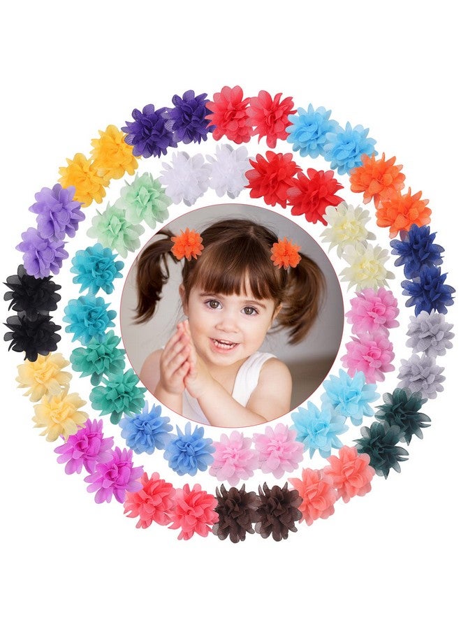 Suyegirl Chiffon Flower Hair Ties for Baby Girl, 50pcs 2" Flower Hair Ties for Toddler Girls Bow Flower Elastic Hairbands For Kids Children - Image 1