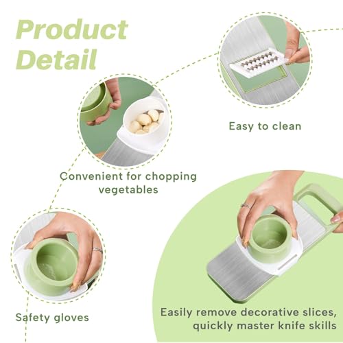 FENNIDICE Safe Mandoline Slicer with Slide-On Hand Guard, 2026 Upgraded 6 in 1 Stainless Steel Vegetable Chopper, Multi Blade Potato/Onion/Garlic/Cucumber/Fruit Slicer, Kitchen Grater Food Cutter - Image 3
