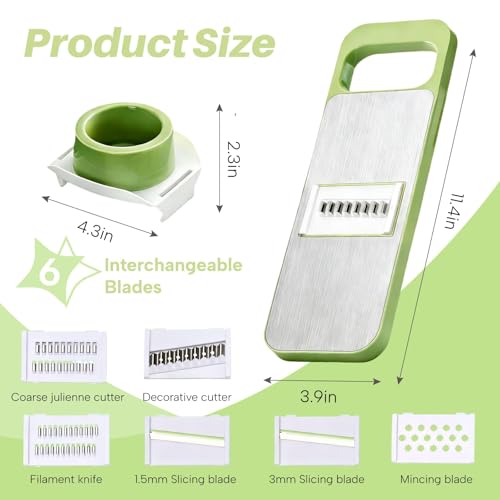 FENNIDICE Safe Mandoline Slicer with Slide-On Hand Guard, 2026 Upgraded 6 in 1 Stainless Steel Vegetable Chopper, Multi Blade Potato/Onion/Garlic/Cucumber/Fruit Slicer, Kitchen Grater Food Cutter - Image 2