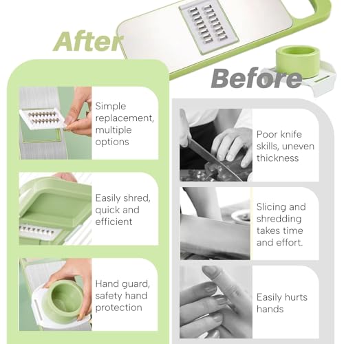 FENNIDICE Safe Mandoline Slicer with Slide-On Hand Guard, 2026 Upgraded 6 in 1 Stainless Steel Vegetable Chopper, Multi Blade Potato/Onion/Garlic/Cucumber/Fruit Slicer, Kitchen Grater Food Cutter - Image 4