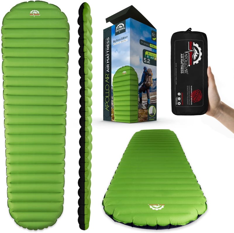 Gear Doctors ApolloAir 5.2 R-Value [25oz] Ultralight Insulated Inflatable Camping Sleeping Pad — Backpacking Sleeping Pad — Camping Mattress Compact Lightweight for Hiking—Air Mattress for Backpacking - Image 1