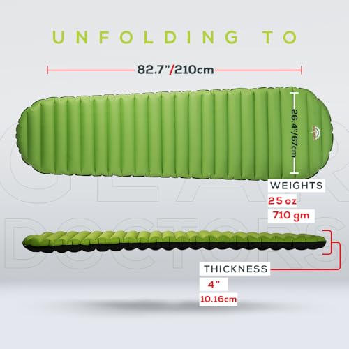 Gear Doctors ApolloAir 5.2 R-Value [25oz] Ultralight Insulated Inflatable Camping Sleeping Pad — Backpacking Sleeping Pad — Camping Mattress Compact Lightweight for Hiking—Air Mattress for Backpacking - Image 3