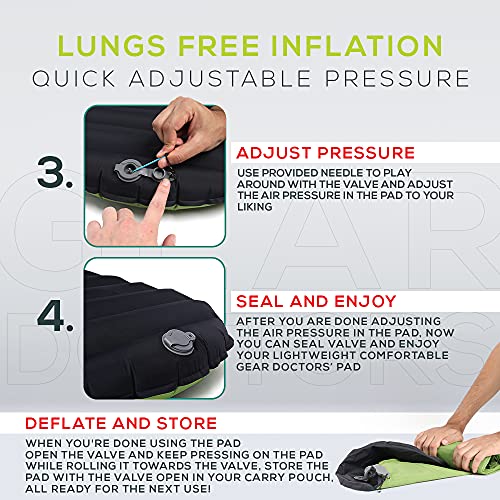 Gear Doctors ApolloAir 5.2 R-Value [25oz] Ultralight Insulated Inflatable Camping Sleeping Pad — Backpacking Sleeping Pad — Camping Mattress Compact Lightweight for Hiking—Air Mattress for Backpacking - Image 5