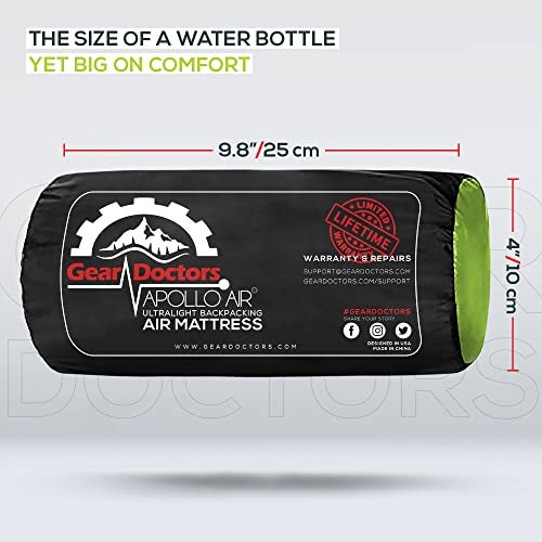 Gear Doctors ApolloAir 5.2 R-Value [25oz] Ultralight Insulated Inflatable Camping Sleeping Pad — Backpacking Sleeping Pad — Camping Mattress Compact Lightweight for Hiking—Air Mattress for Backpacking - Image 2