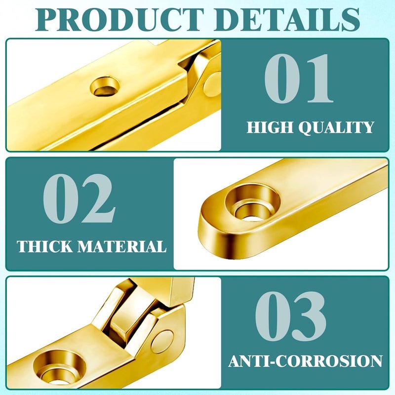 20pcs Heavy Duty Side Rail Hinge Golden Color Lid Support Hardware For Wooden Box Jewelry Box Chest Cabinet DIY Craft Furniture Accessories - Image 2