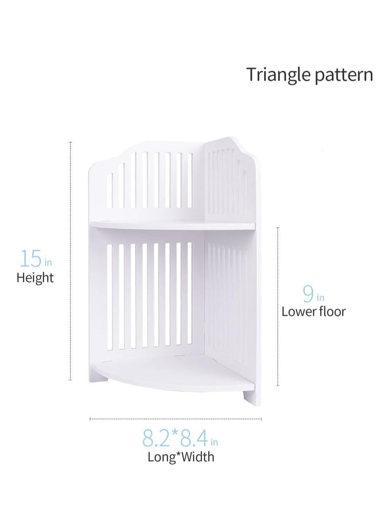 تي بي جي بي رف زاوية، خزانة زاوية للحمام، منظم تخزين لمساحات الحمام الصغيرة، ديكور مكتب كونترتوب المطبخ، طاولات زاوية صغيرة مقاومة للماء، 2 طبقة، حجم صغير، أبيض (بشريط عمودي) - Image 2