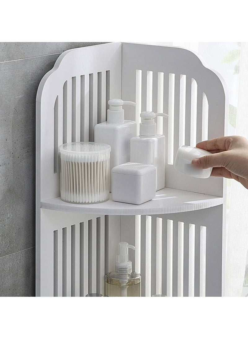 تي بي جي بي رف زاوية، خزانة زاوية للحمام، منظم تخزين لمساحات الحمام الصغيرة، ديكور مكتب كونترتوب المطبخ، طاولات زاوية صغيرة مقاومة للماء، 2 طبقة، حجم صغير، أبيض (بشريط عمودي) - Image 3