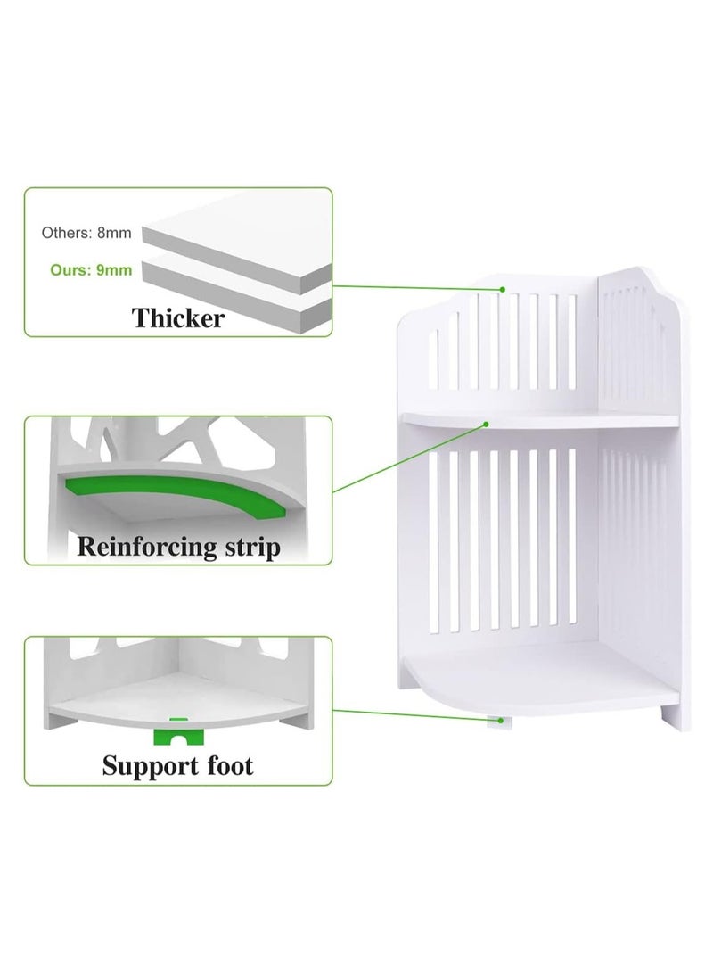 تي بي جي بي رف زاوية، خزانة زاوية للحمام، منظم تخزين لمساحات الحمام الصغيرة، ديكور مكتب كونترتوب المطبخ، طاولات زاوية صغيرة مقاومة للماء، 2 طبقة، حجم صغير، أبيض (بشريط عمودي) - Image 4