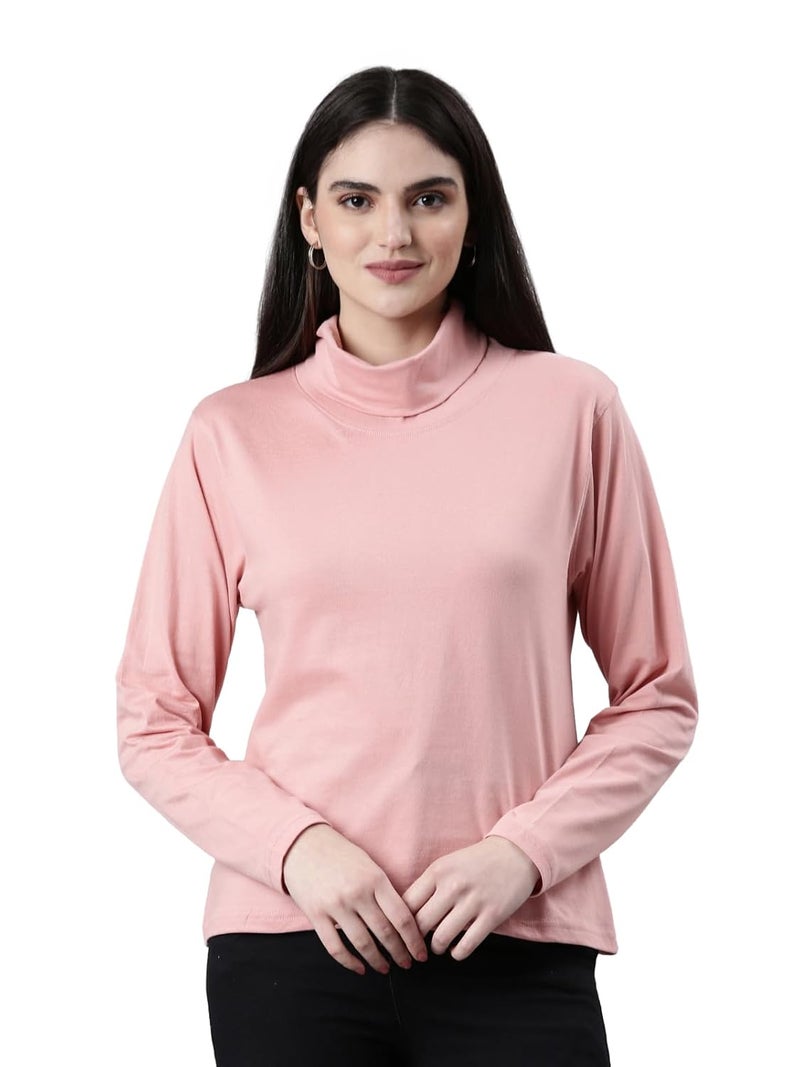 KRYPTIC Women's 100% Cotton Solid High Neck T-Shirt - Image 1