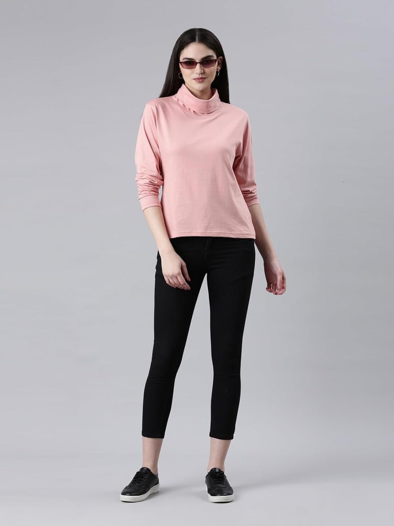 KRYPTIC Women's 100% Cotton Solid High Neck T-Shirt - Image 5