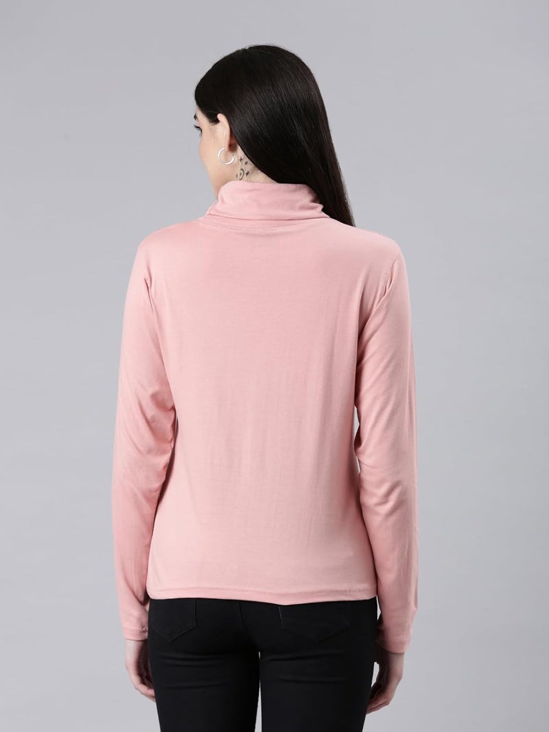 KRYPTIC Women's 100% Cotton Solid High Neck T-Shirt - Image 3