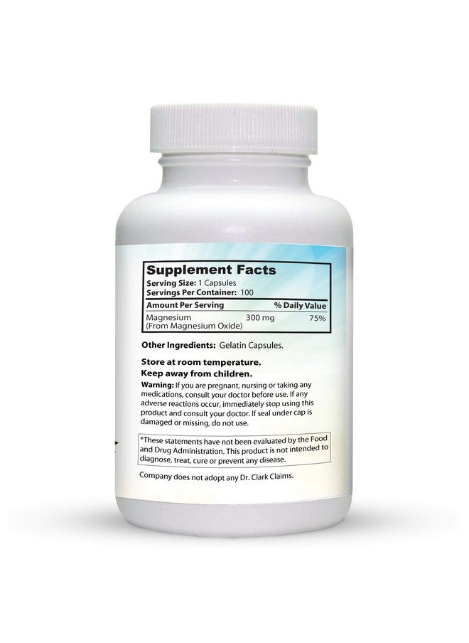 Dr Clark Store - Dr. Clark Magnesium Oxide Supplement 300Mg 100 Capsules - Image 1