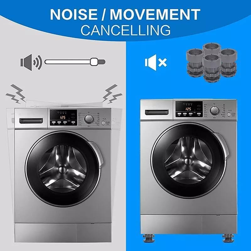 MVM Enterprise Washing Machine Vibration Pads Adjustable Waterproof Shock Noise Cancelling Pads Dust Proof Anti Vibration Pads for Washing Machine Support Pack of 1 in 4 pcs - Image 4