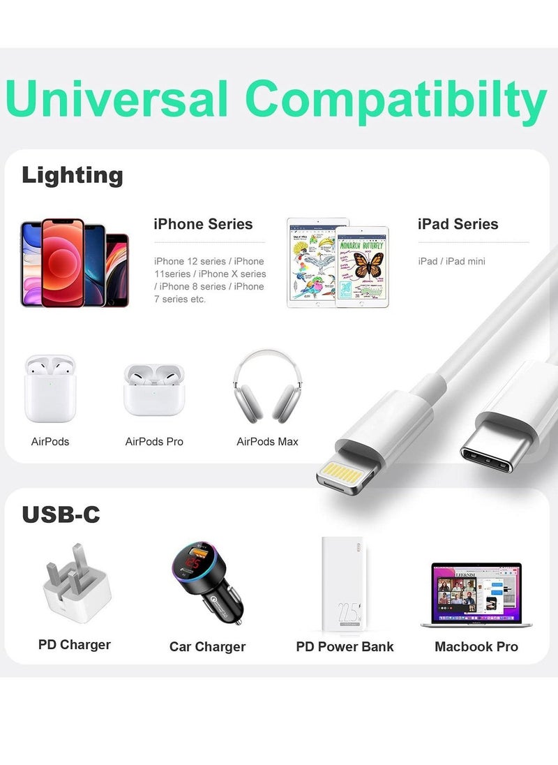 Generic - USB C to Lightning Cable 2M [MFi Certified] Compatible with iPhone 14 Pro Max/13/12/11 Pro/X/XS/XR/8 Plus/AirPods Pro,Supports Power Delivery,White - Image 1
