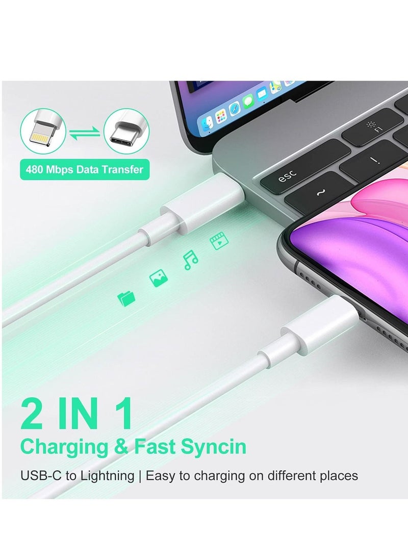 Generic - USB C to Lightning Cable 2M [MFi Certified] Compatible with iPhone 14 Pro Max/13/12/11 Pro/X/XS/XR/8 Plus/AirPods Pro,Supports Power Delivery,White - Image 1