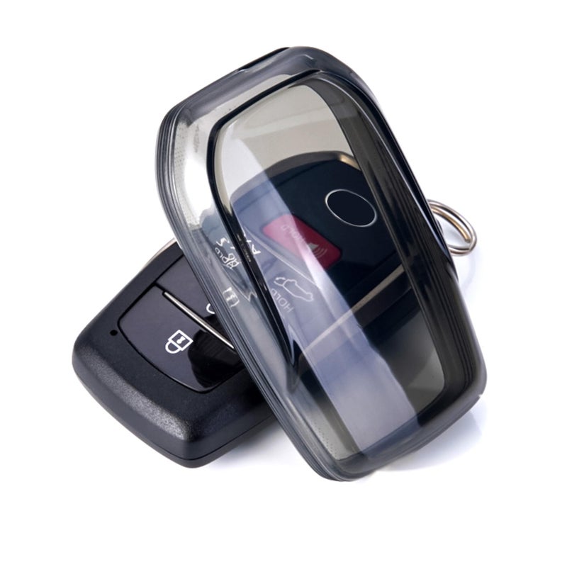 for Toyota Key Fob Cover TPU 4 Buttons Car Key Fob Case Fit for Toyota 20192024 Venza RAV4 Prime Land Cruiser Fortuner Grand Highlander Corolla Cross Hilu Car Remote Key Case ShellBlack