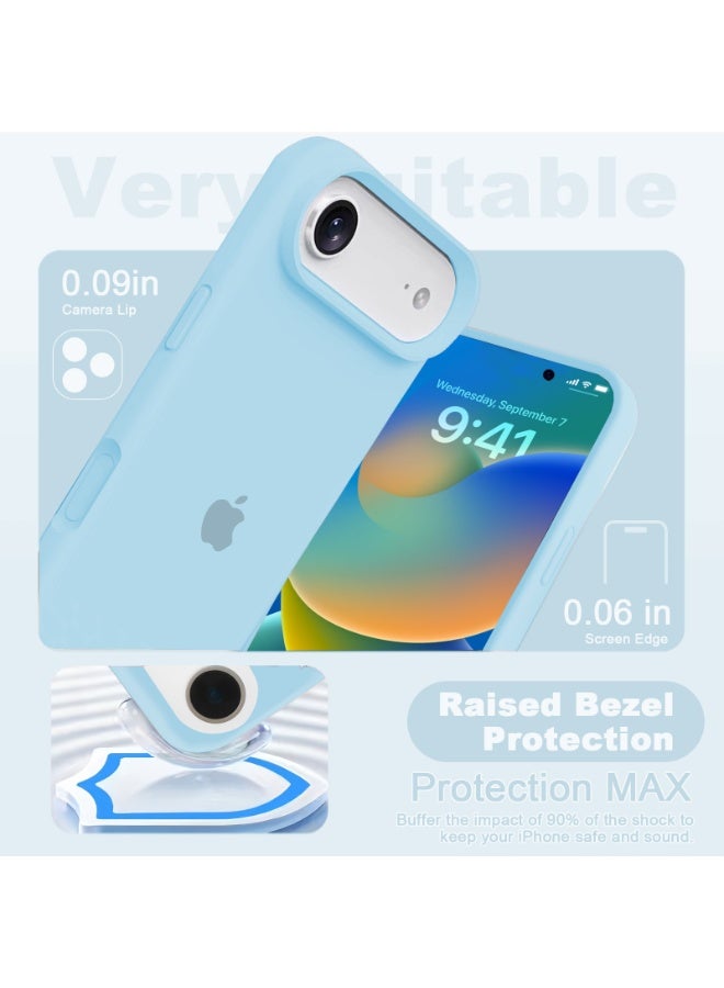 أوللاي حافظة واقية لهاتف iPhone 17 Air، مصنوعة من مادة السيليكون، مقاومة للصدمات مع حماية عدسة الكاميرا وتغطية زر التحكم، غطاء واقي للهاتف المحمول مضاد للصدمات، متوافق مع ملحقات MagSafe، أزرق سماوي - Image 4