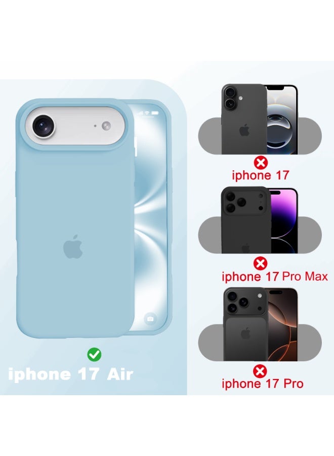 أوللاي حافظة واقية لهاتف iPhone 17 Air، مصنوعة من مادة السيليكون، مقاومة للصدمات مع حماية عدسة الكاميرا وتغطية زر التحكم، غطاء واقي للهاتف المحمول مضاد للصدمات، متوافق مع ملحقات MagSafe، أزرق سماوي - Image 2