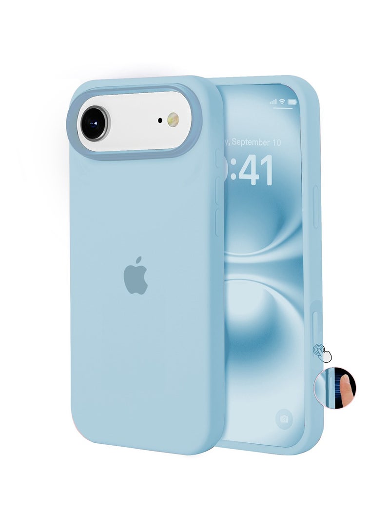 أوللاي حافظة واقية لهاتف iPhone 17 Air، مصنوعة من مادة السيليكون، مقاومة للصدمات مع حماية عدسة الكاميرا وتغطية زر التحكم، غطاء واقي للهاتف المحمول مضاد للصدمات، متوافق مع ملحقات MagSafe، أزرق سماوي - Image 1