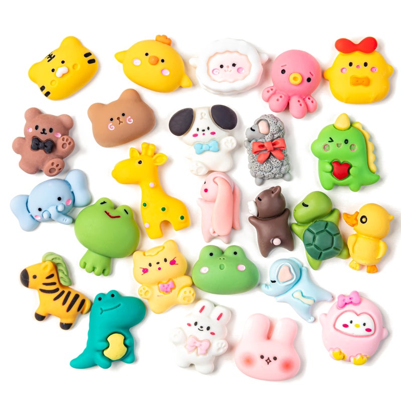 LEEXINLUU Slime Charms,Resin Flat Back,Cute Charms,Jewery Making Kit,25 Adorable Kawaii Animals Cute Set,DIY Crafts Making,Scrapbooking,Embellishments, Decoraiton Hair Clip,25 Pcs - Image 1