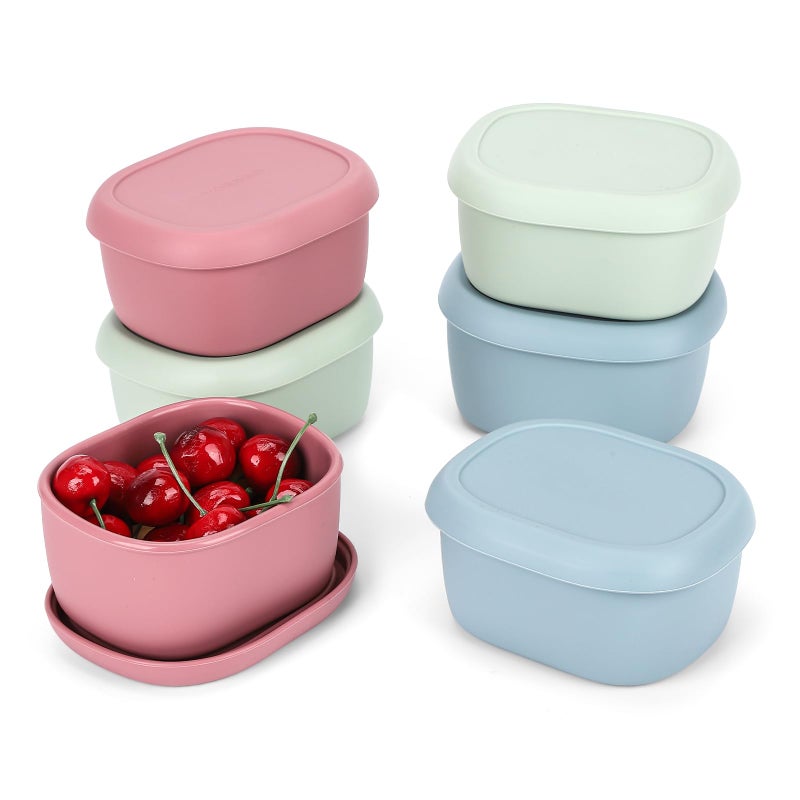 AOEDEO 6 pcs 10 oz Silicone Snack Containers for Kids Small Food Containers with Lids, Fruit Containers for Lunch, Stackable Lunch Containers for Kids, Daycare, School and Travel - Image 1