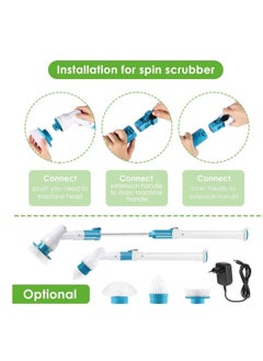 Excefore Electric Spin Scrubber, Adjustable Extension Handle Cordless Cleaning Brush, Power Shower Scrubber with 3 Rotating Brush Heads, Rechargeable Multi-Purpose Scrubber for Bathroom Tub, Floor  - Image 4
