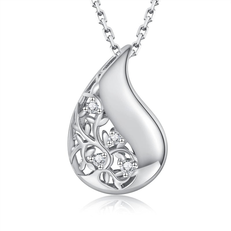 Sariel 925 Sterling Silver Tree of Life Teardrop Urn Necklace for Ashes Family Tree Keepsake Cremation Pendant Memorial Jewelry for Women - Image 1