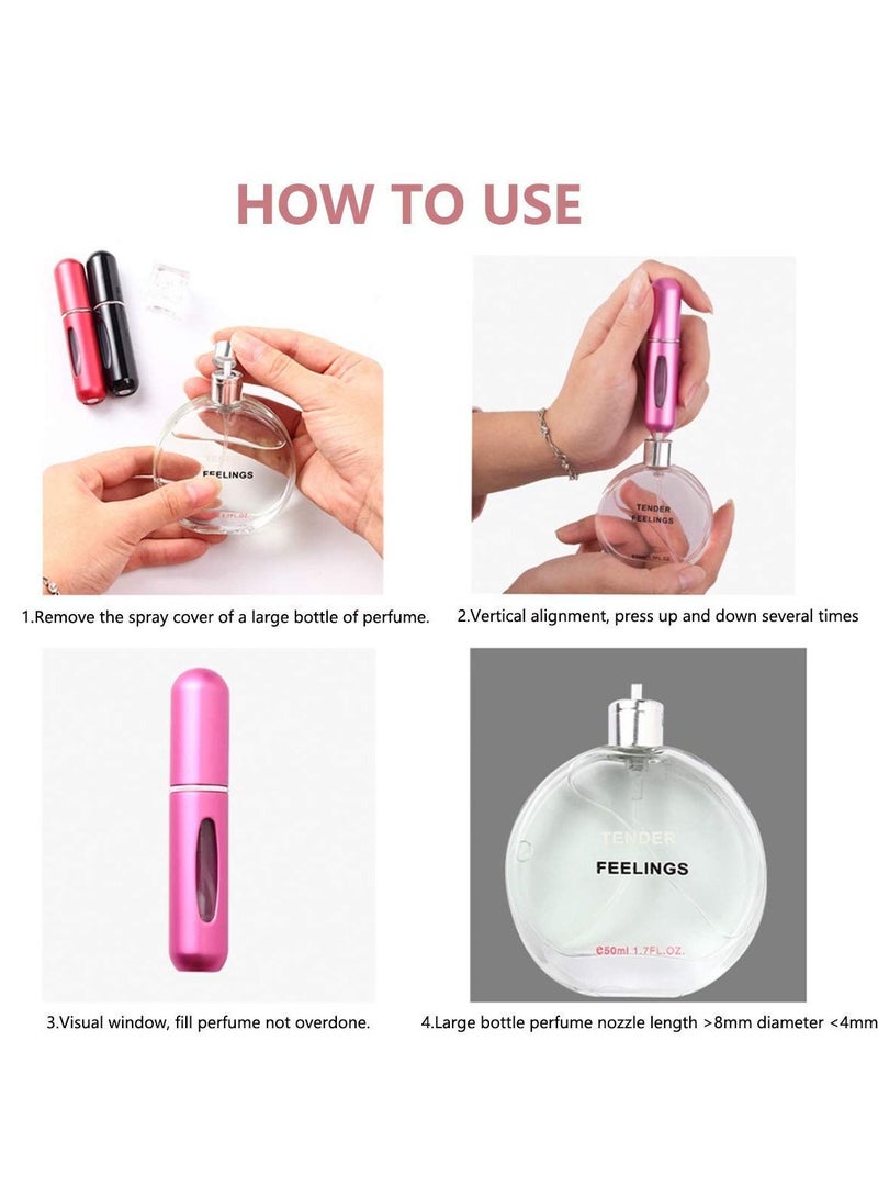FEND 5 Piece Perfume Bottles, Refillable Perfume Atomizer Mini Perfume Bottles Travel Fragrance Empty Spray Bottle, Fits In Your Purse, Pocket or Luggage，5ML (Multicolour) - Image 3