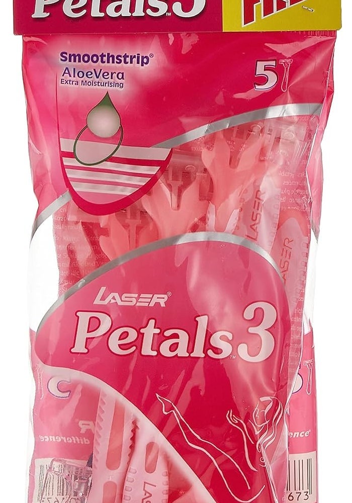 LASER شفرة حلاقة ليزر بتلات 3 ثلاث شفرات للاستخدام مرة واحدة للنساء - غنية بالألوة فيرا وفيتامين E - 10 قطع - Image 1