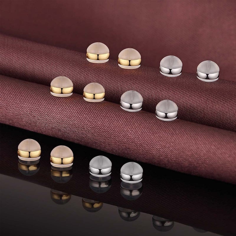 DELECOE 12pcs Soft Silicone Earring Backs for Studs Silver&Gold Belt Rubber Earring Backs Replacements Hypoallergenic Safety Plastic Earring Back for Studs Earring Hoops Fish Hook - Image 2