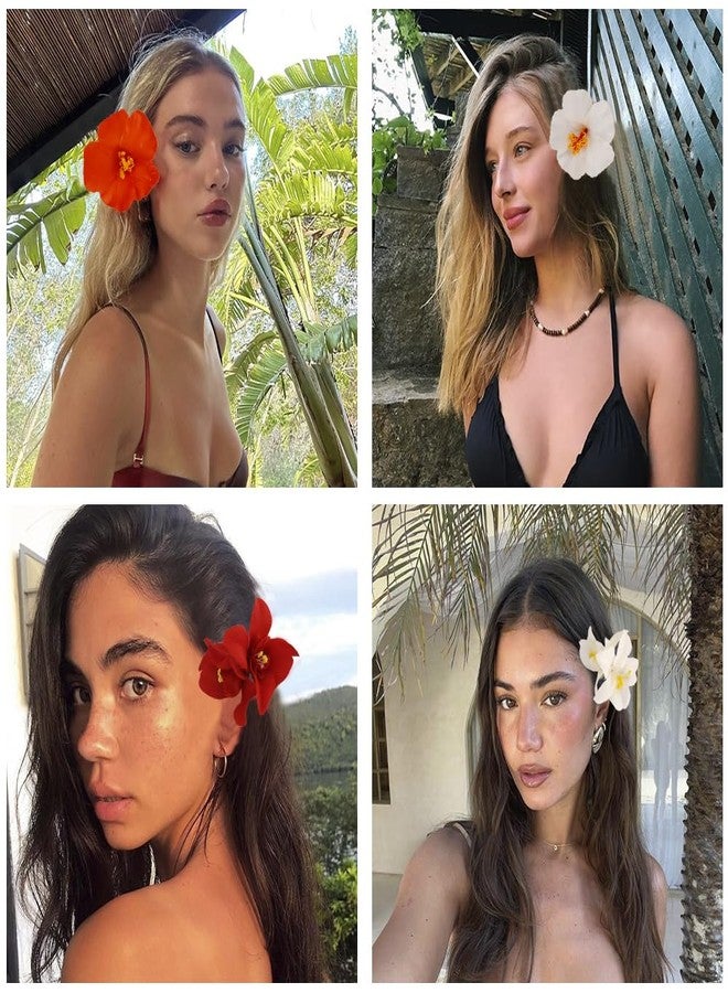 Exacoo 8pcs Hawaiian Flower Hair Clips Hibiscus Hair Clip For Women Tropical Plumeria hair Clips for Beach Vacation Summer Hair luau Accessories for WomenGirls - Image 2