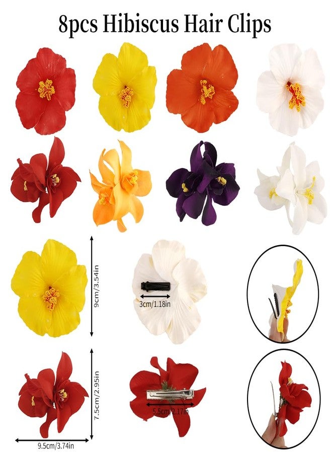 Exacoo 8pcs Hawaiian Flower Hair Clips Hibiscus Hair Clip For Women Tropical Plumeria hair Clips for Beach Vacation Summer Hair luau Accessories for WomenGirls - Image 3