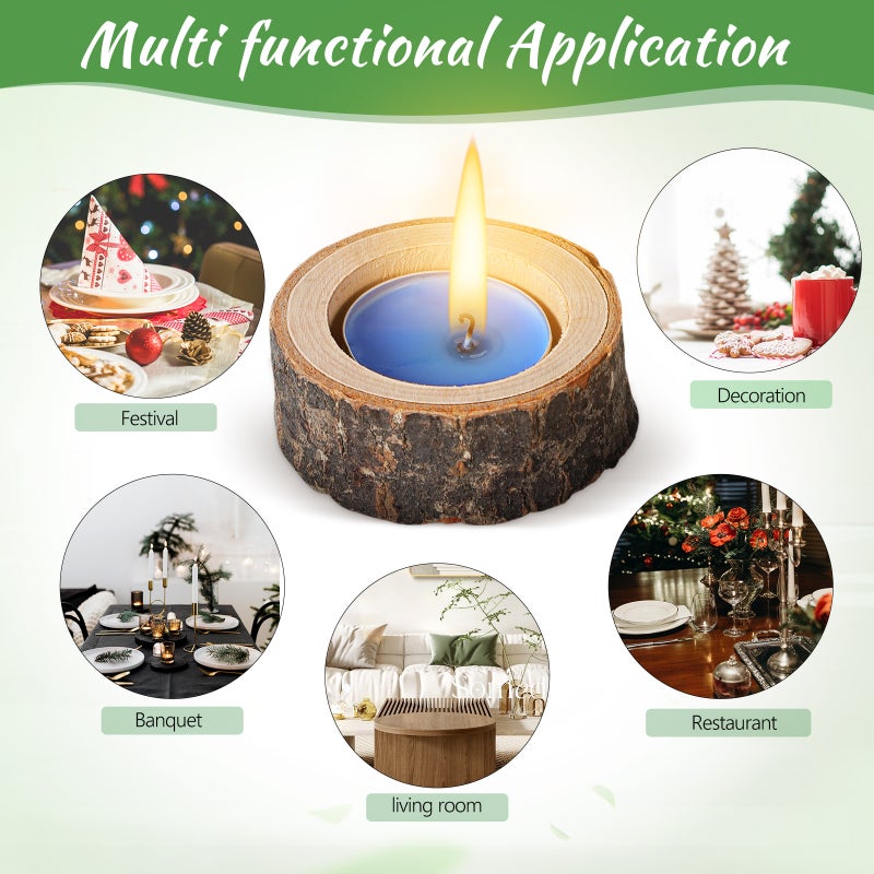 24 Pcs Tealight Candle Holder - Wood Votive Tealight Candlestick for Wedding Party Birthday Holiday Centerpieces Decoration - Image 2