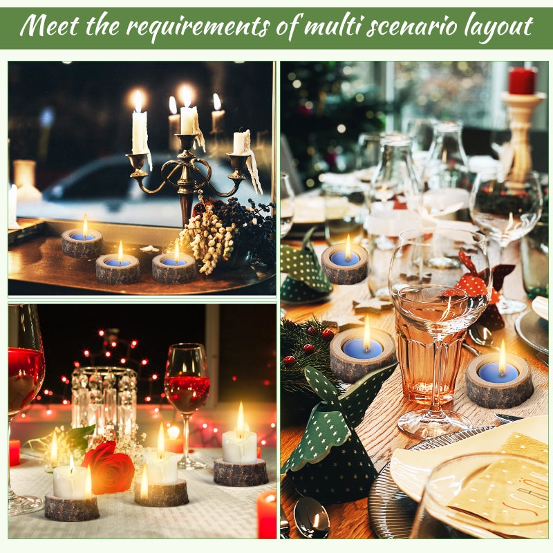 24 Pcs Tealight Candle Holder - Wood Votive Tealight Candlestick for Wedding Party Birthday Holiday Centerpieces Decoration - Image 3