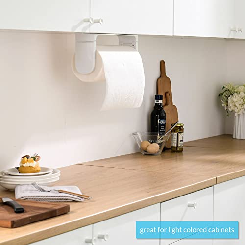 simpletome ONE Hand Tear Paper Towel Holder Under Cabinet Adhesive or Drilling Installation Aluminum Alloy + ABS (White) - Image 2