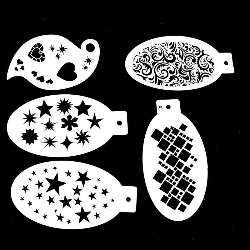 Bowitzki 5pcs Reusable Face Paint Stencils for Body Art Painting Halloween Party Makeup Temporary Tattoos Stencils Star