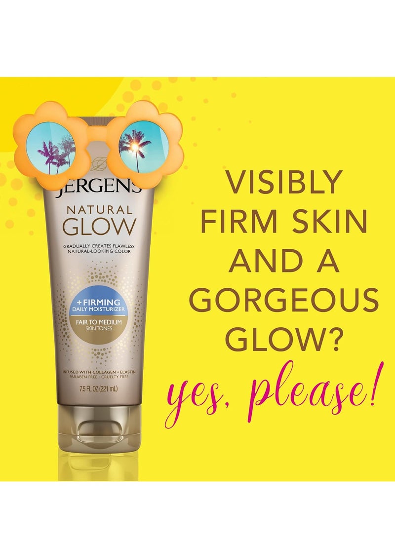 Jergens Jergens Natural Glow +FIRMING Self Tanner, Sunless Tanning Lotion for Fair to Medium Skin Tone, Anti Cellulite Firming Body Lotion for Natural-Looking Tan, 7.5 Ounce  - Image 2