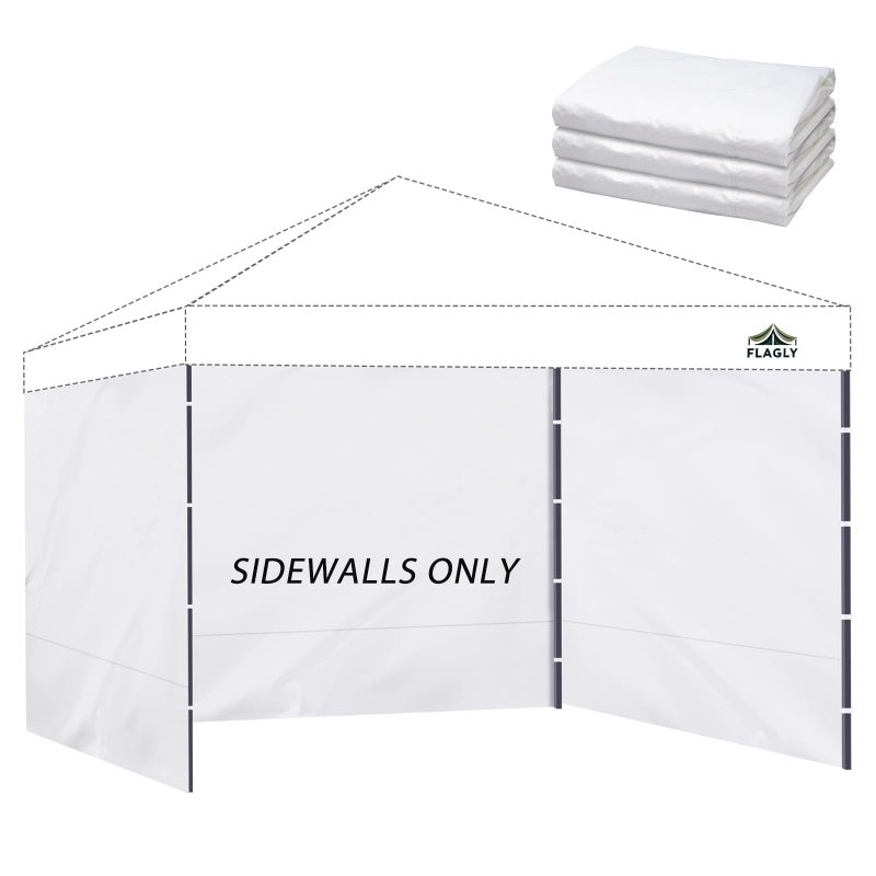 Flagly Instant Canopy Sidewalls for 10x10 Pop Up Canopy Tent, 300D Waterproof Material for Outdoor Events, Vendor Booths, and Privacy (Sidewalls Only) (White, 10x10ft-3pcs) - Image 1